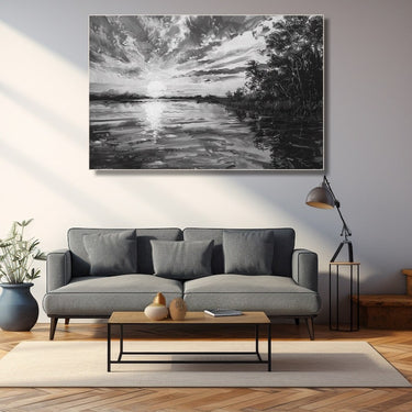 Black and White Sunset Canvas
